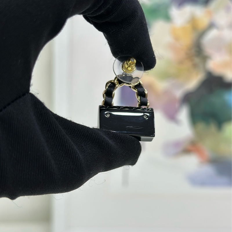 CHANEL23C黑色書包耳環 cf書包耳環 黑金皮穿鏈 限量版皮穿鏈絕版爆款收藏級別-8