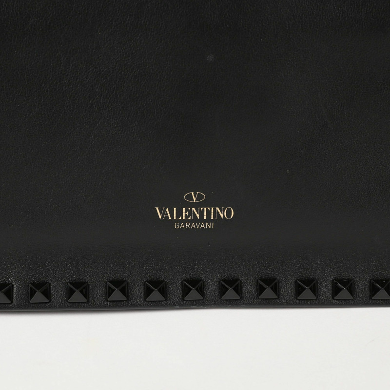 VALENTINO 黑色皮革 Rockstud 肩帶手拿包 0399-5