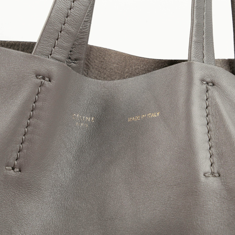 CELINE 灰棕色雙色皮革垂直 Cabas 手提包-2