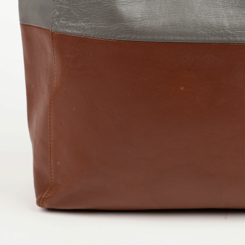 CELINE 灰棕色雙色皮革垂直 Cabas 手提包-3