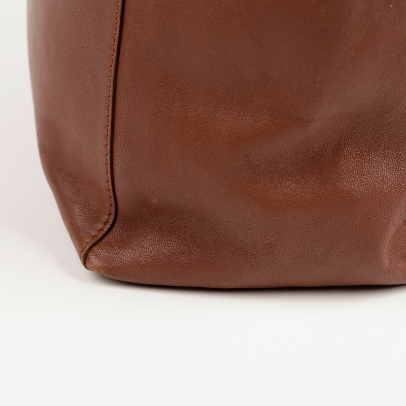 CELINE 灰棕色雙色皮革垂直 Cabas 手提包-6