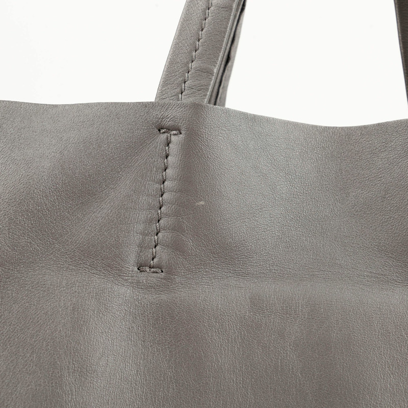 CELINE 灰棕色雙色皮革垂直 Cabas 手提包-9