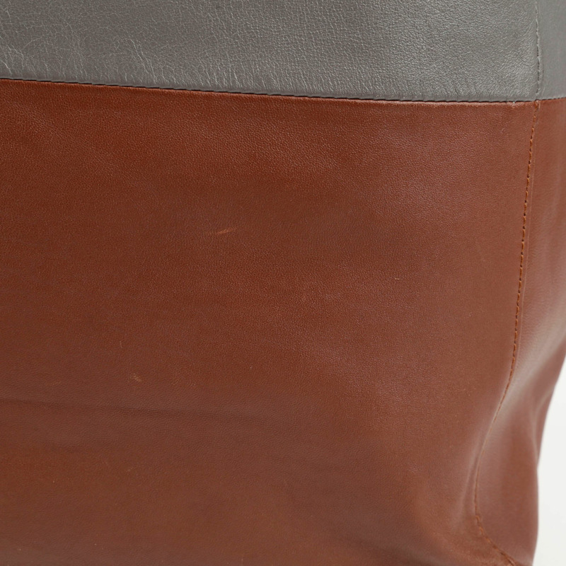 CELINE 灰棕色雙色皮革垂直 Cabas 手提包-11