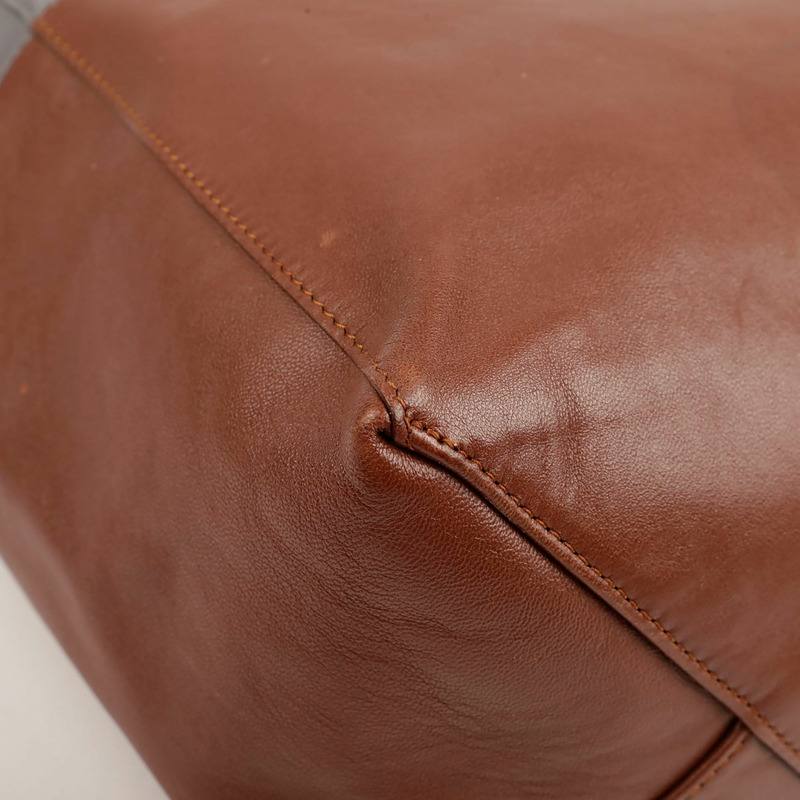 CELINE 灰棕色雙色皮革垂直 Cabas 手提包-17