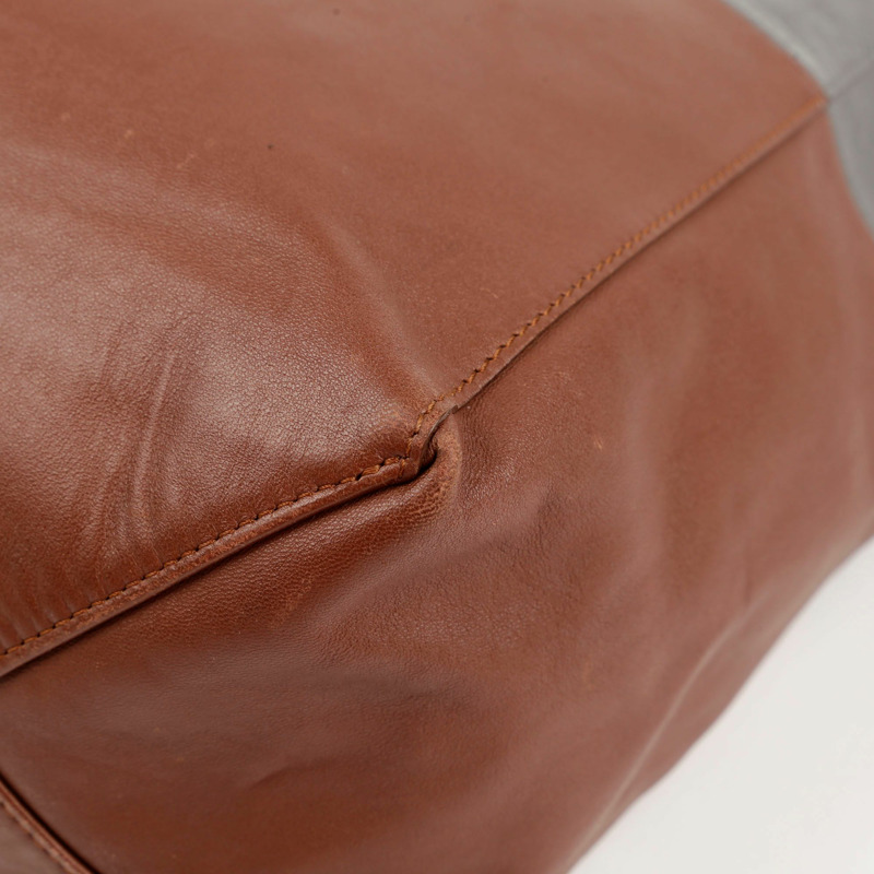 CELINE 灰棕色雙色皮革垂直 Cabas 手提包-18