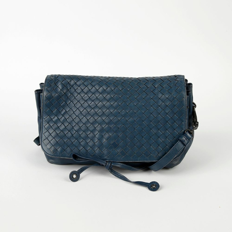 BOTTEGA VENETA 藍色皮革 Intrecciato 肩背包和斜背包-3