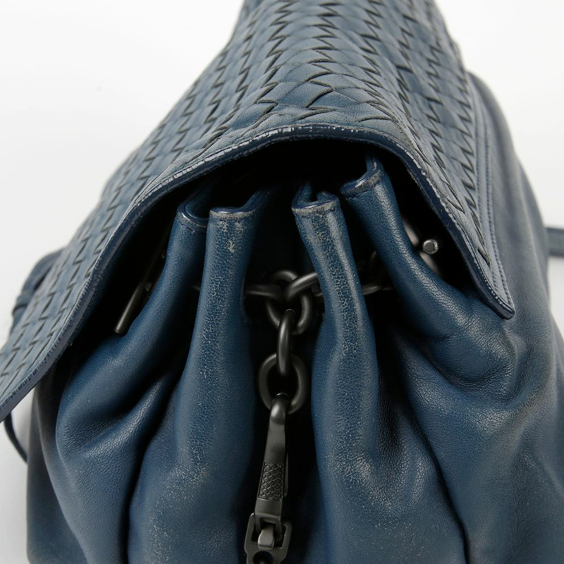 BOTTEGA VENETA 藍色皮革 Intrecciato 肩背包和斜背包-7