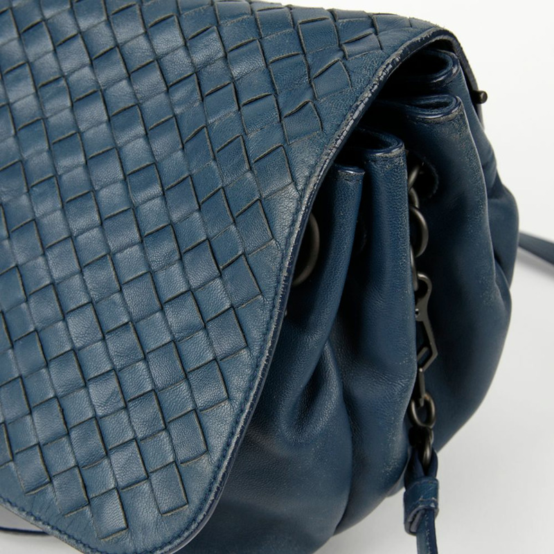 BOTTEGA VENETA 藍色皮革 Intrecciato 肩背包和斜背包-8