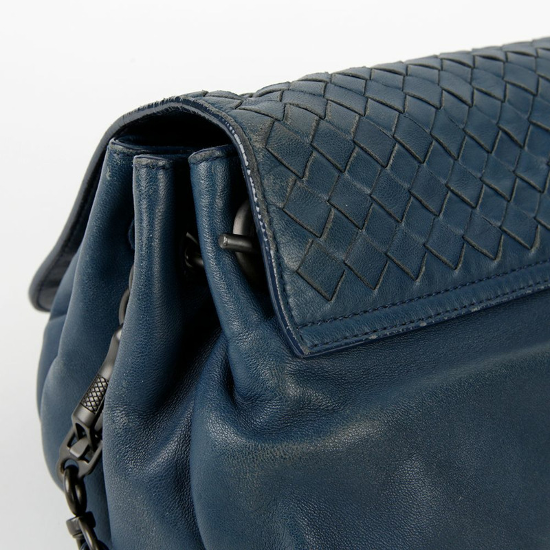 BOTTEGA VENETA 藍色皮革 Intrecciato 肩背包和斜背包-9
