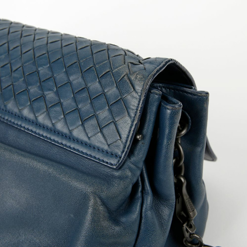 BOTTEGA VENETA 藍色皮革 Intrecciato 肩背包和斜背包-12