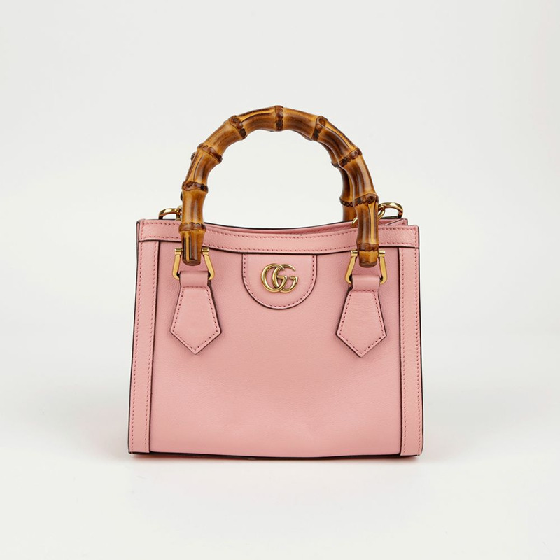 GUCCI 迷你粉紅皮革 Diana 手提包與肩背包-1