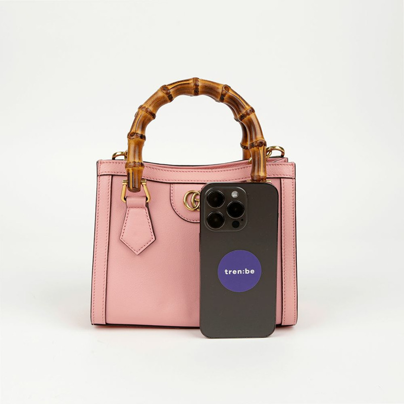 GUCCI 迷你粉紅皮革 Diana 手提包與肩背包-10