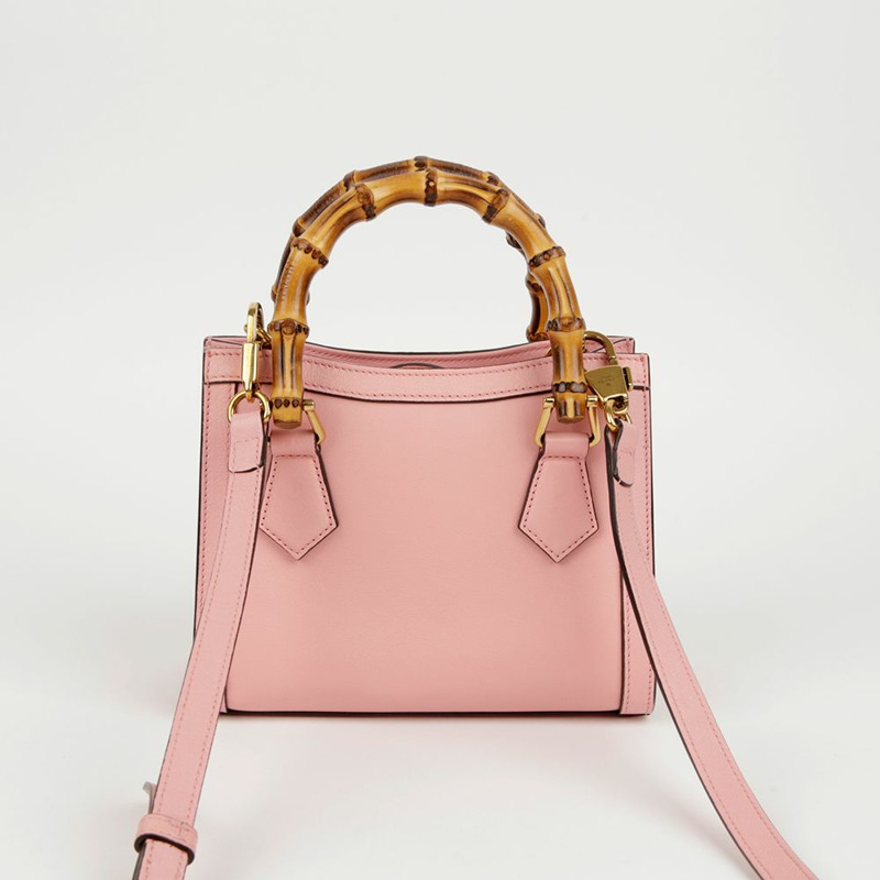 【包稅】GUCCI 迷你粉紅皮革戴安娜手提包和單肩包-2