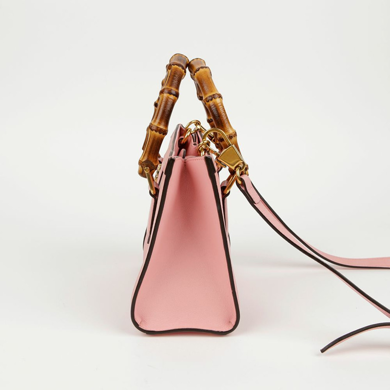 【包稅】GUCCI 迷你粉紅皮革戴安娜手提包和單肩包-3