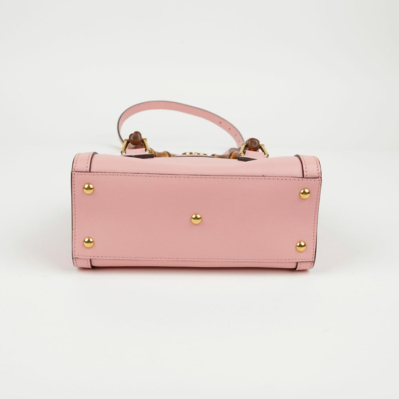 【包稅】GUCCI 迷你粉紅皮革戴安娜手提包和單肩包-4