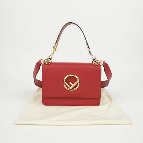 FENDI 紅色皮革 Can Eye F 手提包與肩背包