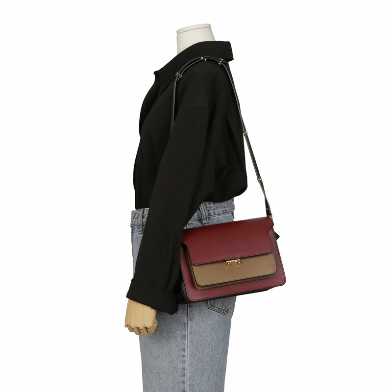 MARNI 中型多色 Saffiano Trunk 單肩斜背包-8