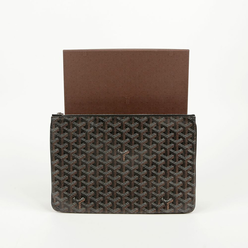 GOYARD 黑色 Goyardine 帆布 Sena 手拿包 - M 碼-0