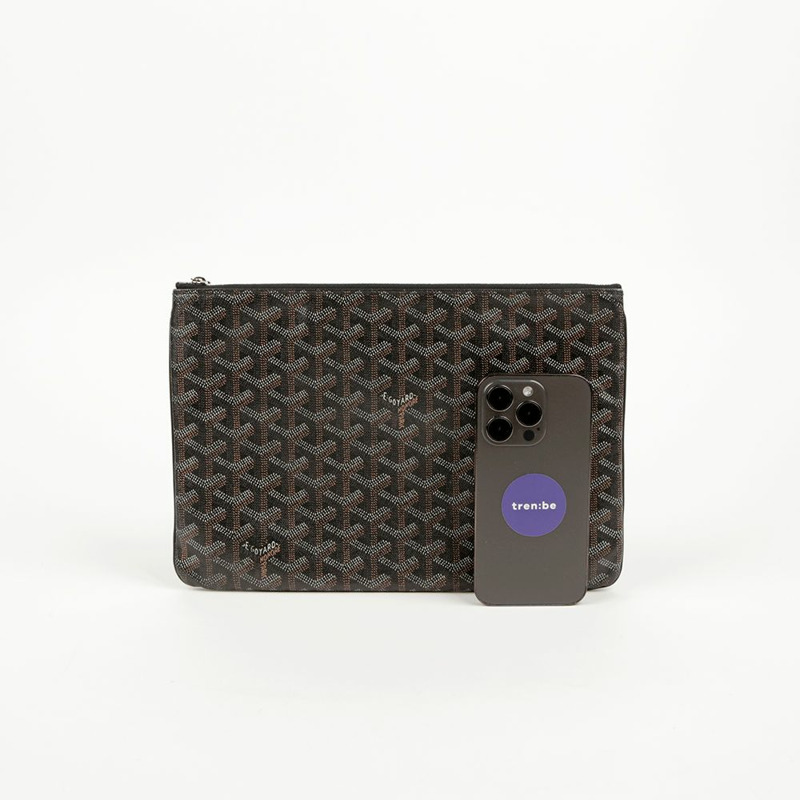 GOYARD 黑色 Goyardine 帆布 Sena 手拿包 - M 碼-9
