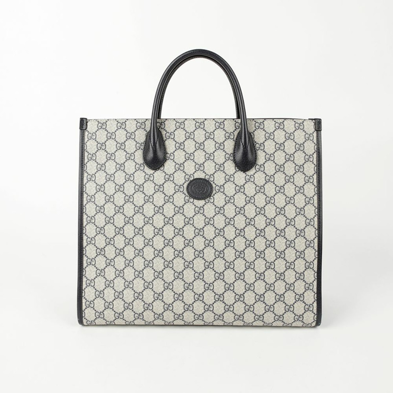 【包稅】GUCCI 中型藍色 GG Supreme 帆布互扣式 G 手提單肩包-1