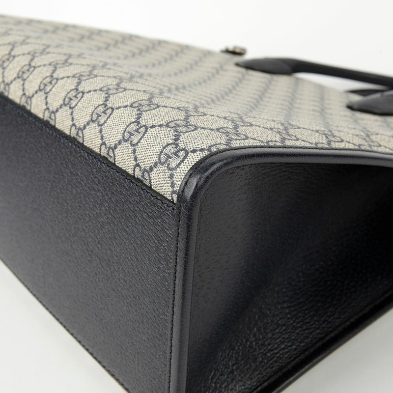 【包稅】GUCCI 中型藍色 GG Supreme 帆布互扣式 G 手提單肩包-8