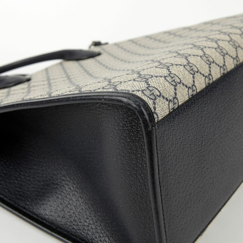 【包稅】GUCCI 中型藍色 GG Supreme 帆布互扣式 G 手提單肩包-9