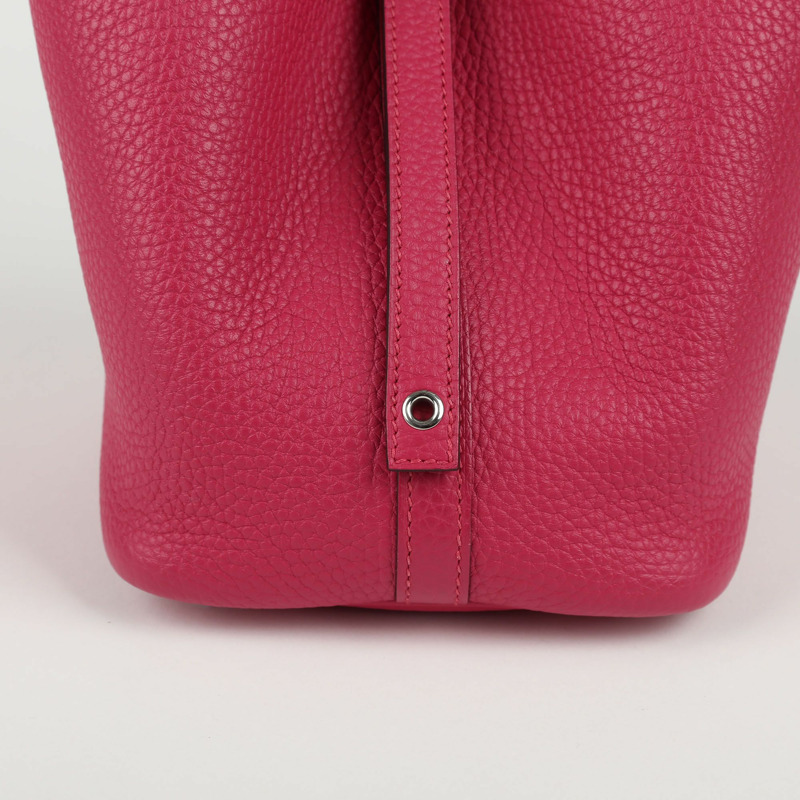 【包稅】HERMES 18號覆盆子色Clemence皮革Picotan鎖扣手提包-1