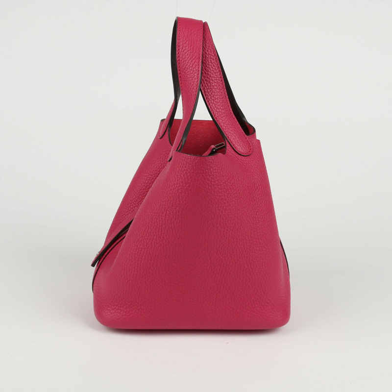 【包稅】HERMES 18號覆盆子色Clemence皮革Picotan鎖扣手提包-3