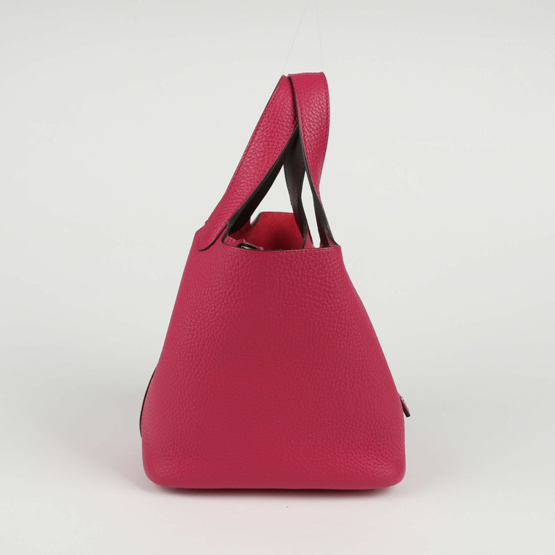 【包稅】HERMES 18號覆盆子色Clemence皮革Picotan鎖扣手提包-5