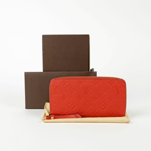 LOUIS VUITTON 紅橙色 Monogram Empreinte Clemence 錢包