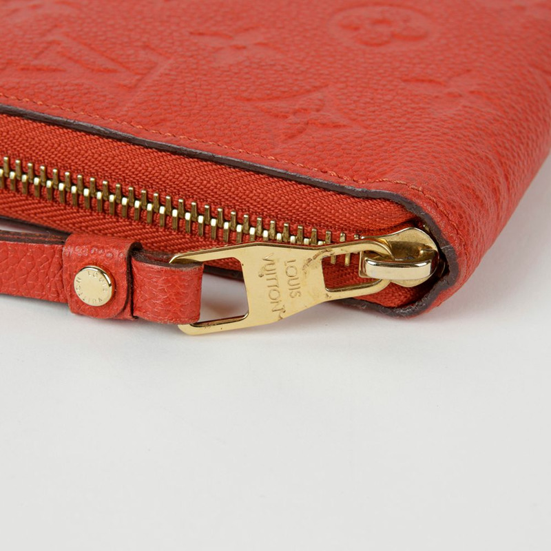 LOUIS VUITTON 紅橙色 Monogram Empreinte Clemence 錢包-5