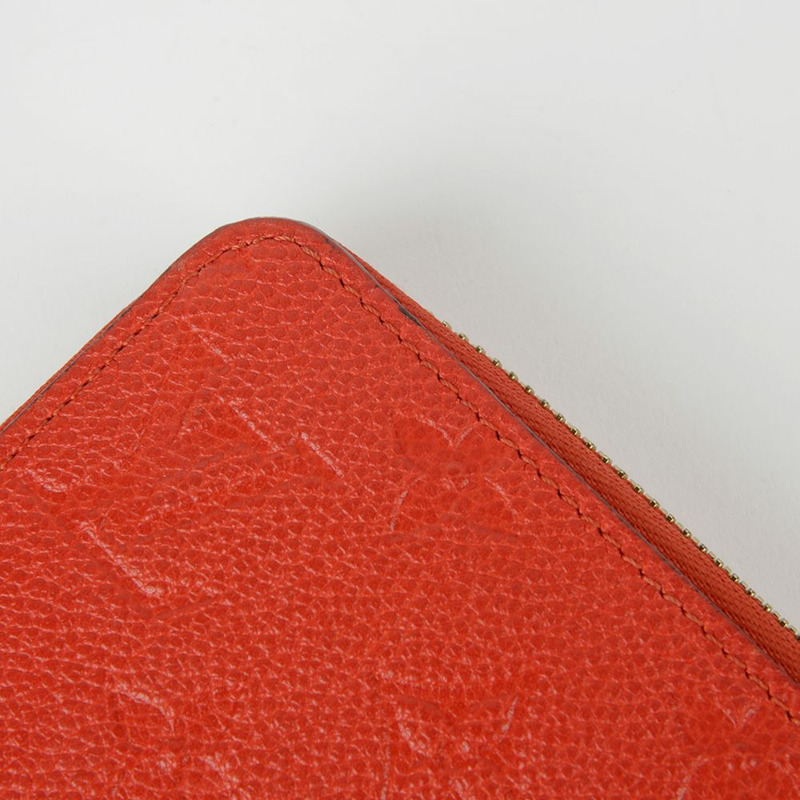 LOUIS VUITTON 紅橙色 Monogram Empreinte Clemence 錢包-6