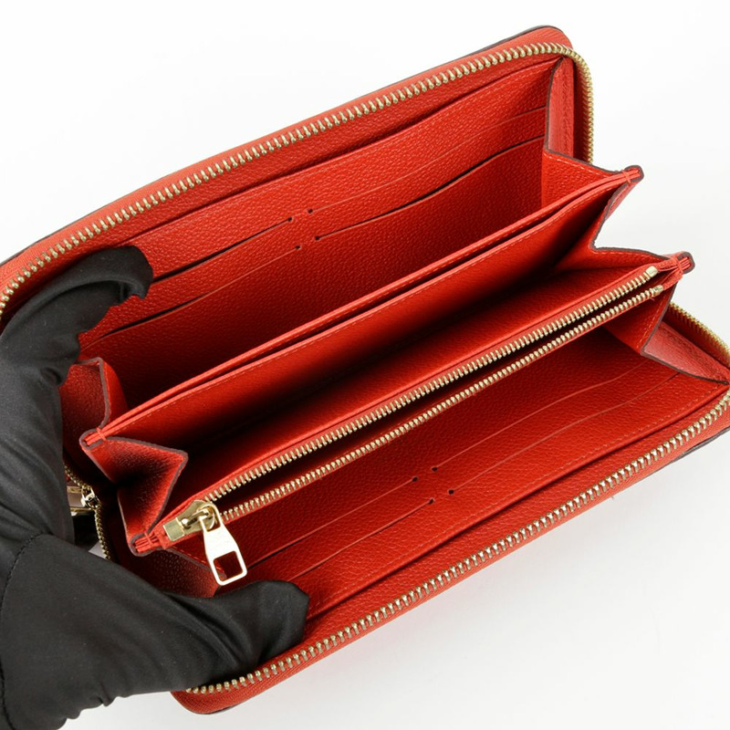 LOUIS VUITTON 紅橙色 Monogram Empreinte Clemence 錢包-7