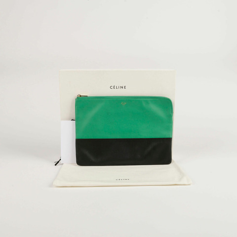 CELINE 多色皮革雙色手拿包