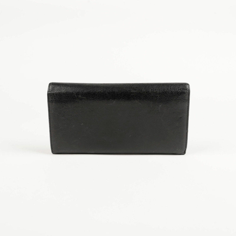 BALENCIAGA 經典摩托車長皮夾黑色皮革-4