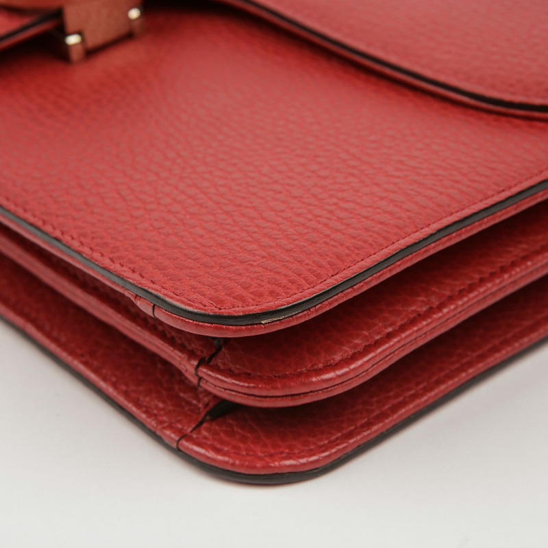 【包稅】GUCCI 中型紅色皮革扣環鏈條單肩斜背包-6