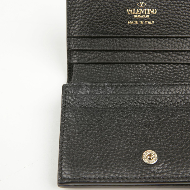 VALENTINO 黑色皮革 Rockstud 皮夾 0P39-7