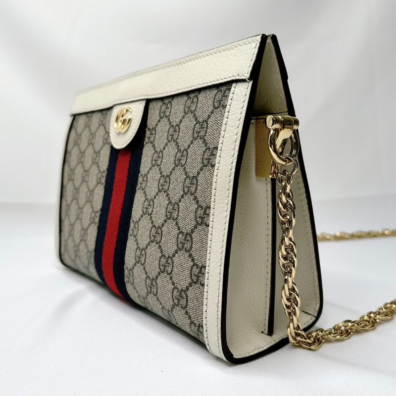 GUCCI 經典Ophidia帆布藍紅織帶肩背包-2