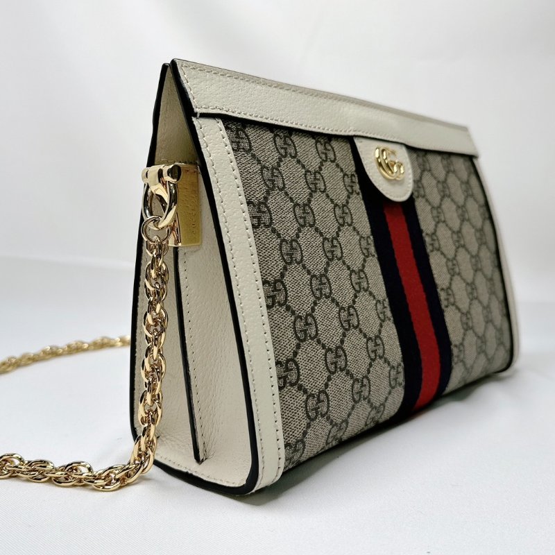 GUCCI 經典Ophidia帆布藍紅織帶肩背包-3
