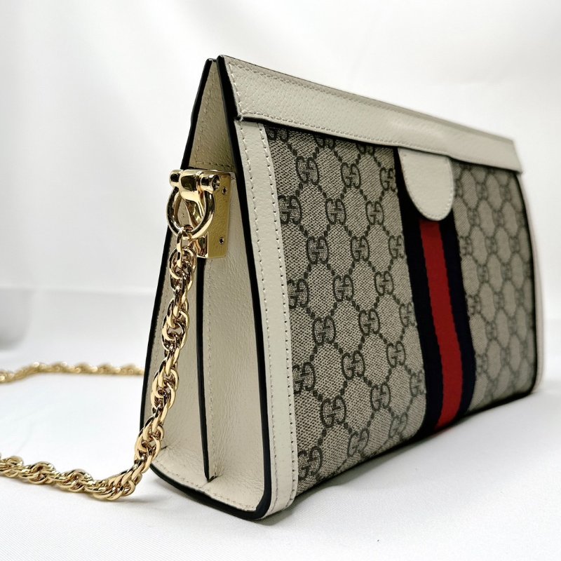 GUCCI 經典Ophidia帆布藍紅織帶肩背包-5