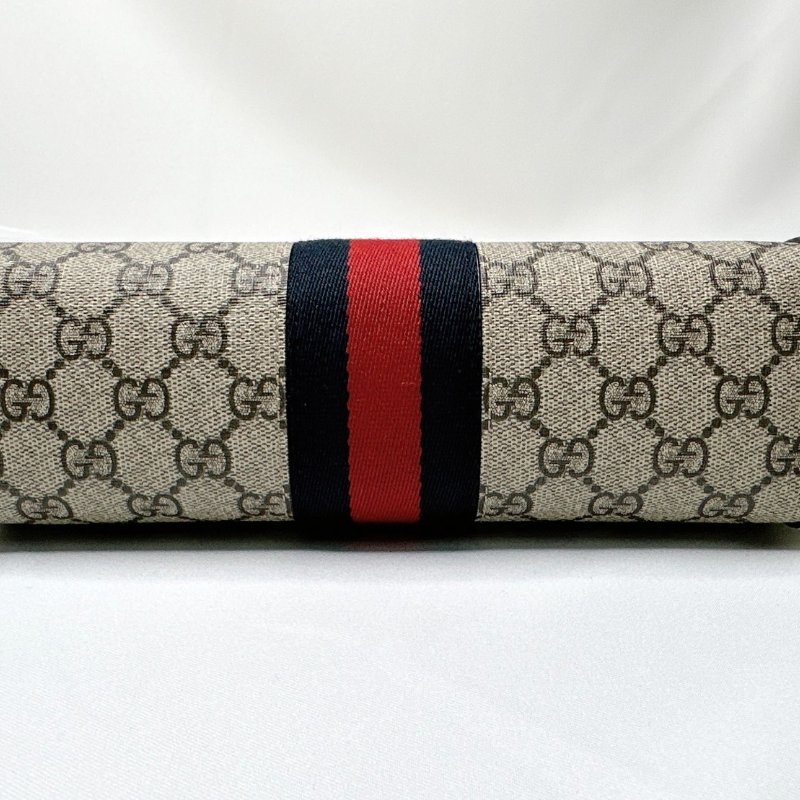 GUCCI 經典Ophidia帆布藍紅織帶肩背包-10