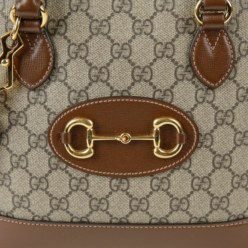 GUCCI 小號 GG Supreme 帆布 Horsebit 1955 頂部提手托特包和單肩包-1
