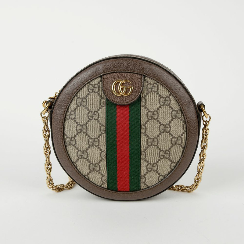 GUCCI 迷你 GG Supreme 帆布 Ophidia 圓形單肩斜背包-0