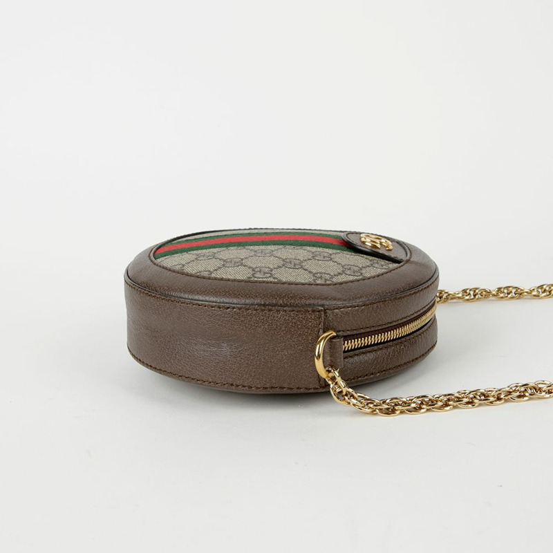 GUCCI 迷你 GG Supreme 帆布 Ophidia 圓形單肩斜背包-4