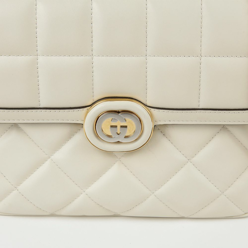 GUCCI 小號米白色皮革裝飾肩斜背包-3