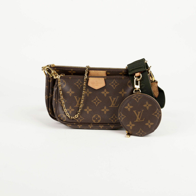 LOUIS VUITTON 卡其色 Monogram 帆布多用途 Pochette 配件單肩包與斜背包-0