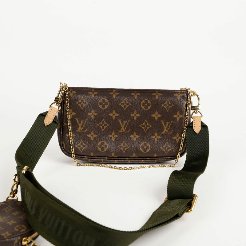 LOUIS VUITTON 卡其色 Monogram 帆布多用途 Pochette 配件單肩包與斜背包-3