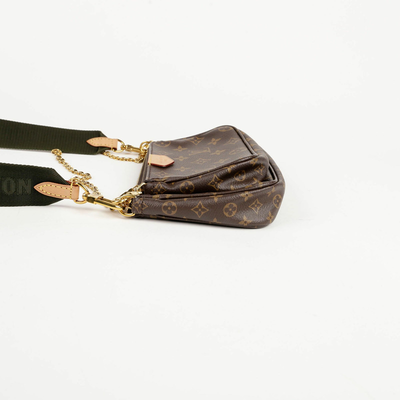 LOUIS VUITTON 卡其色 Monogram 帆布多用途 Pochette 配件單肩包與斜背包-4
