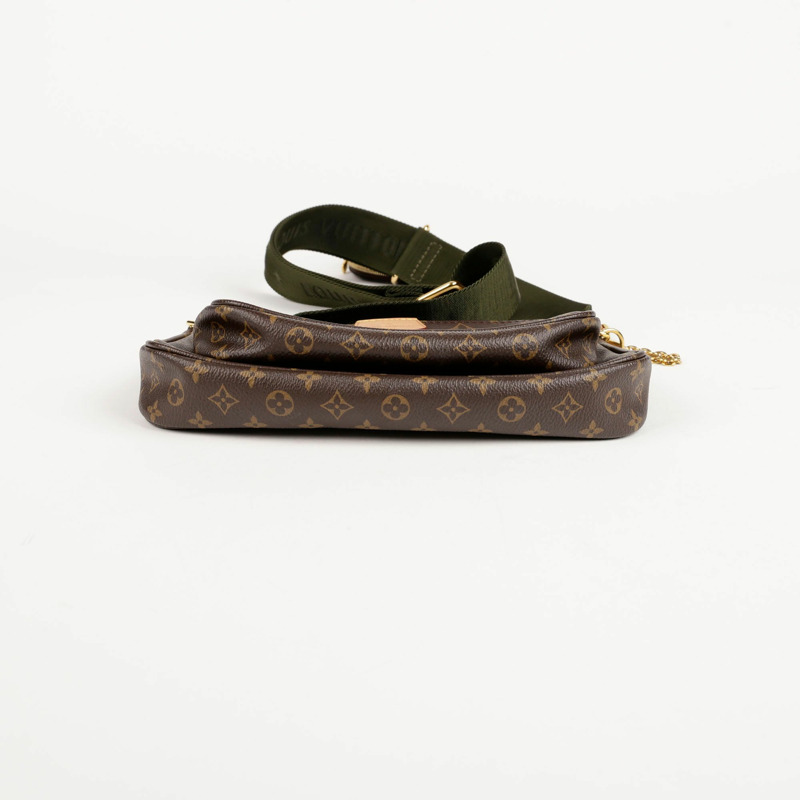 LOUIS VUITTON 卡其色 Monogram 帆布多用途 Pochette 配件單肩包與斜背包-5