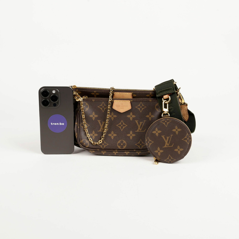 LOUIS VUITTON 卡其色 Monogram 帆布多用途 Pochette 配件單肩包與斜背包-7